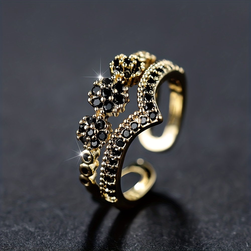 Royal Style Zirconia Double Layer Cuff Ring